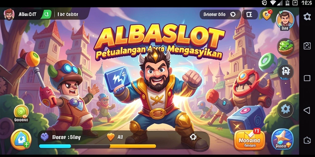 Tampilan gameplay ALBASLOT yang penuh warna dan seru.