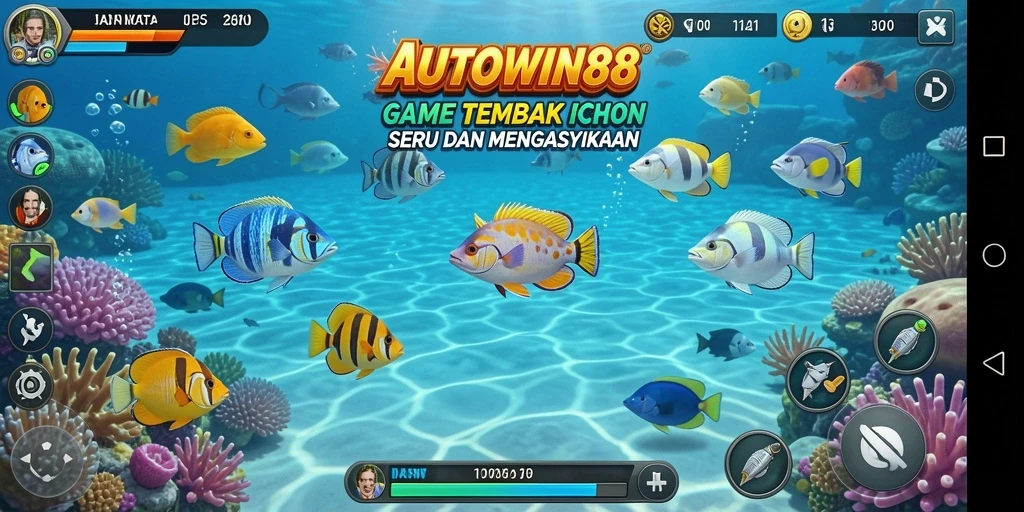 Tampilan menarik dari gameplay Tembak Ikan AUTOWIN88.