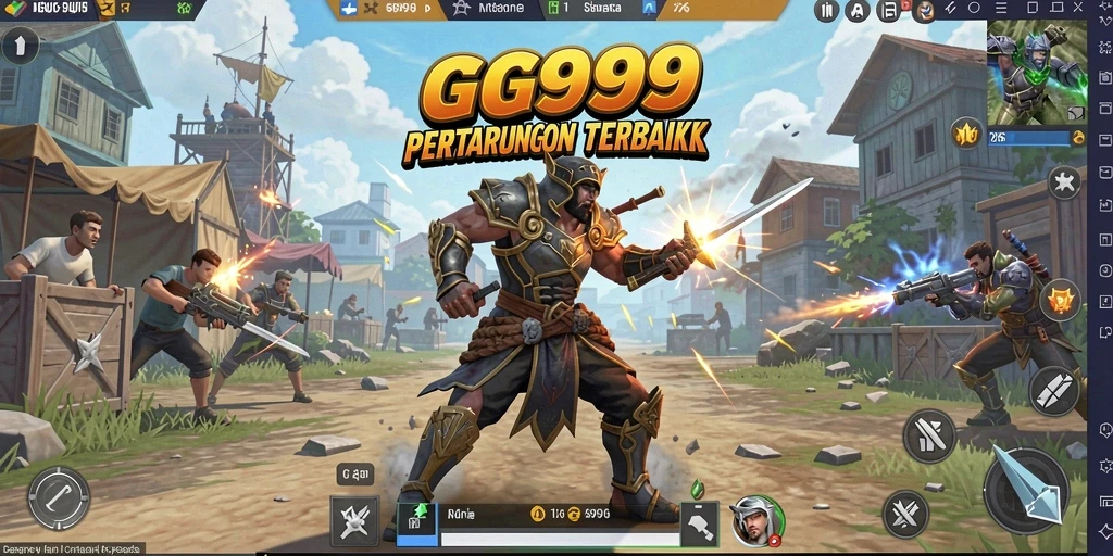 Tampilan menarik dari pertarungan di dalam GG999 Battle Royale.