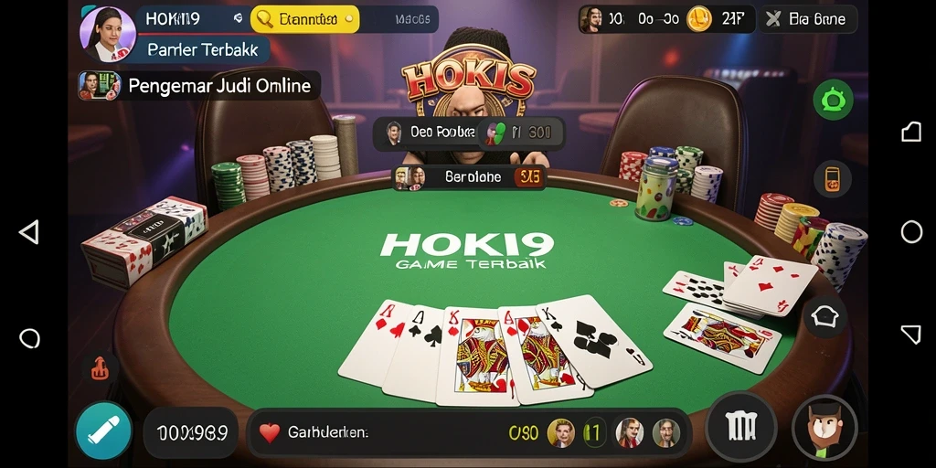 Tampilan gameplay seru HOKI9 saat bermain poker online.