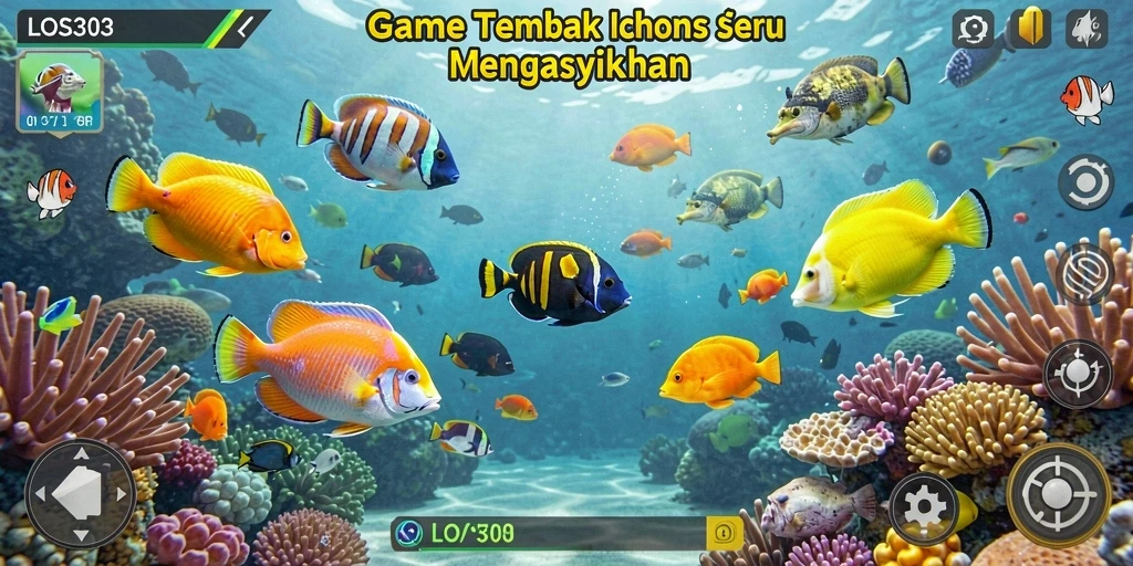 Tampilan gameplay seru dari LOS303, menembak ikan dengan senjata beragam.