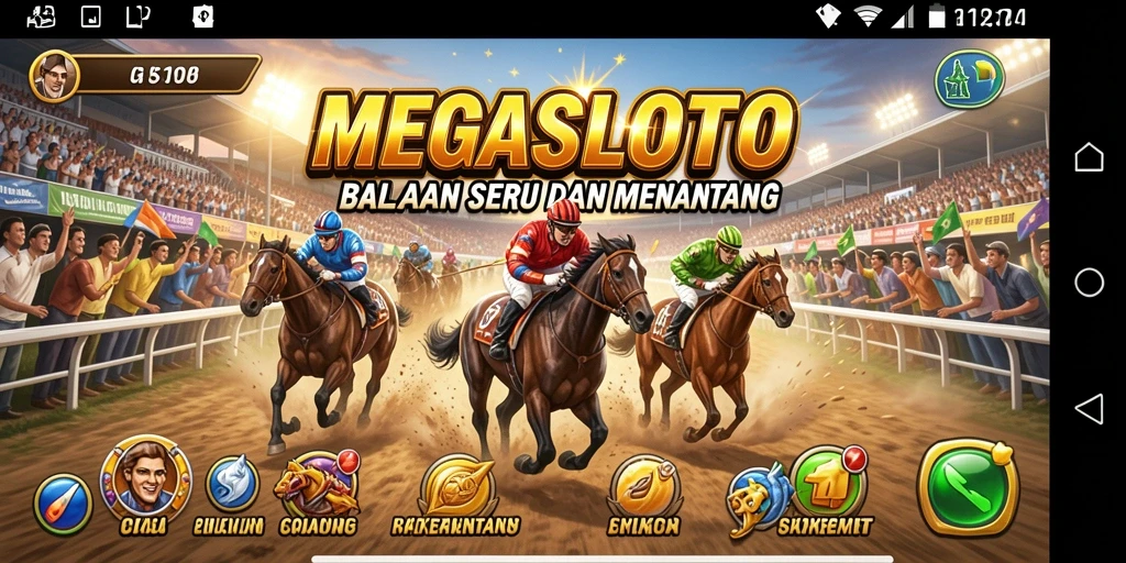 Tampilan gameplay balapan yang penuh aksi di MEGASLOTO.