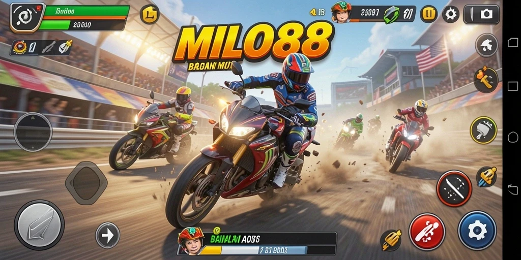 Tampilan gameplay luar biasa dari balapan motor di MILO88.