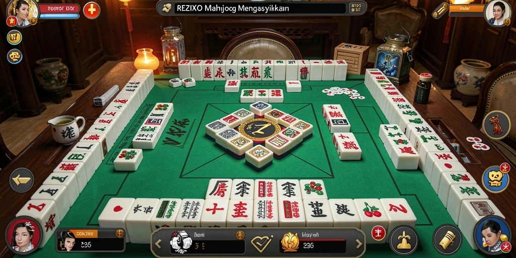 Screenshot gameplay REZIXO yang menampilkan keseruan permainan Mahjong.