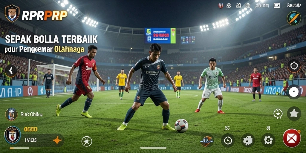 Tangkap layar permainan RPRPRP dengan aksi mendebarkan sepak bola.