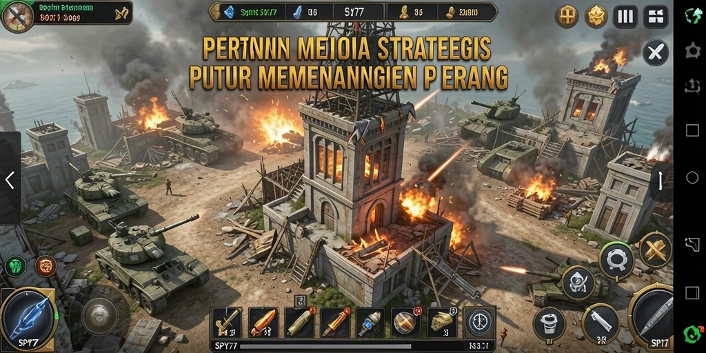 Tampilan gameplay SPY77 yang menakjubkan dalam pertahanan menara.