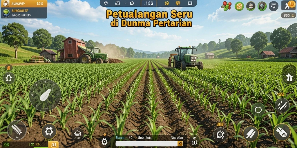 Tampilan gameplay SURGAVIP yang menampilkan keberagaman tanaman dan hewan.
