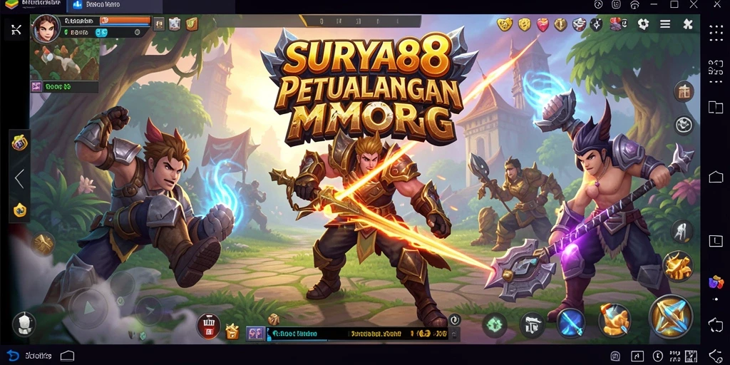Tampilan gameplay penuh aksi dalam dunia fantasi SURYA88.