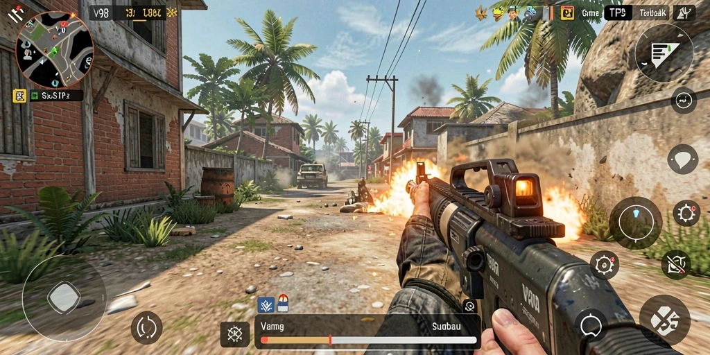 Tampilan gameplay V98 yang seru dan penuh aksi.
